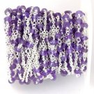 10 Feet Natural Amethyst Faceted 925 Sterling Silver Plated 3mm Gemstone Beads