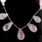 1 Strand Rose Quartz Gemstone Drop 13x21mm-14x25mm Briolette Beads 5.5" Long