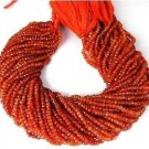5 Strands Carnelian Gemstone Faceted Rondelle Gemstone 3-4mm Beads 13" Long