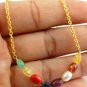 Natural Multi Mix Color Gemstone Faceted Oval Beaded Chain Necklace 18" Long