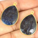 2 Pcs Blue Sapphire Saphire Pendant - 16X24mm Pear Connector Pendant Gemstone