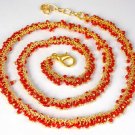 Mandarin Garnet Color Stabilized Dangling Chain 24k Gold Plated Lobster Lock 18"