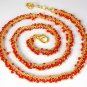Mandarin Garnet Color Stabilized Dangling Chain 24k Gold Plated Lobster Lock 18"