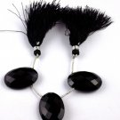 3 Pcs 1 Strand Natural Black Onyx Briolette Oval Shape Loose Gemstone 18x26mm