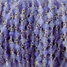 5 Feet Blue Chalcedony Bead 925 Silver Plated 4-4.5mm Wire Wrapped Rosary Chain
