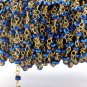 5 Feet Blue Hematite Beaded Chain 24k Gold Plated 3mm Faceted Brass Rosary