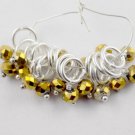 15 Pc Pyrite Hydro Wire Wrapped Charms 6mm Silver Plated Round Ring 3-3.5mm Bead
