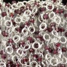 10 Feet Natural Garnet Faceted Beads With 5mm Brass Ring Wire Rosary 925 Silver