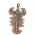 1 PC Jasper Scorpio Pave Diamond Arrowhead 925 Sterling Silver Oxidized Pendant