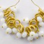 15 Pcs White Moonstone Hydro Wrapped 6mm Gold Plated Round Ring 4-4.5mm Beads