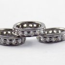 5 Pcs 925 Sterling Silver Black Oxidize Pave Diamond Spacer Rings Beads 7mm Hole