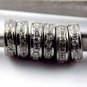 5 Pcs 925 Sterling Silver Black Oxidize Pave Diamond Spacer Rings Beads 7mm Hole