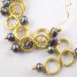 15 Pcs Gray Pearl Wire Wrapped 6mm Gold Plated Round Ring 3.5-4mm Smooth Beads