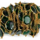 1 Feet Emerald Hydro Faceted Frill Connector Chain 24k Gold Plated Beads 14X16MM