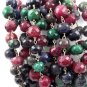 3 Feet Dyed Multi Sapphire Faceted Rosary 925 Silver Plated 7-10mm Beaded Chain