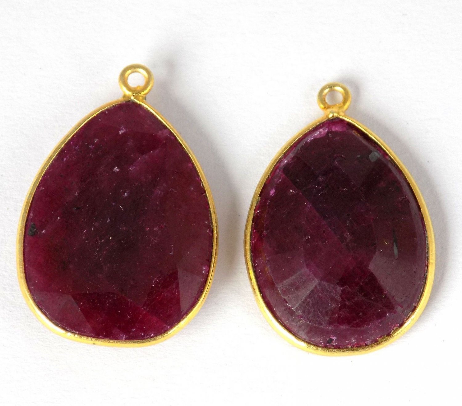 2 Pcs Dyed Ruby Connector Pendant - 16X24mm Pear Pendant Loose Gemstone Pendant