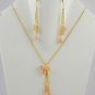Peach Moonstone Hanging Drops Design Faceted Approx 5x7-7x9mm Necklace & Earring