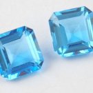 2 Pieces Blue Topaz Square 8x8mm 5.25Cts Faceted Handmade Jewelry Loose Gemstone