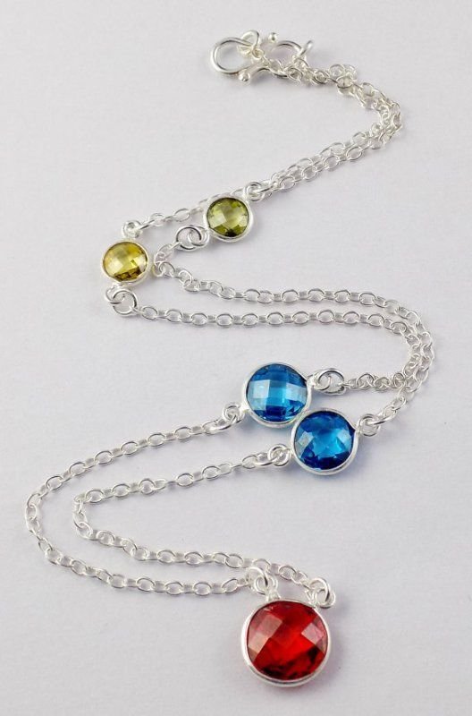New Design Multi CZ Briolette Round Gemstone Brass 925 Silver Plated Necklace