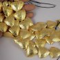 5 Strand 24k Gold Plated Copper Metal Trillion 22x22mm Mat Finish 7" Long Beads