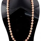 Natural Pink Coral Gemstone Necklace 7mm 925 sterling Silver Gold Plated Beads