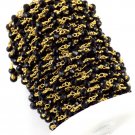 5 Feet Black Spinel Hydro 3-3.5mm Faceted Rondelle Rosary Chain 24K Gold Plated