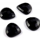 4 Pcs Natural Black Onyx Heart 20x23-23x23mm 87.60Cts Flat Blottom Checker Cut