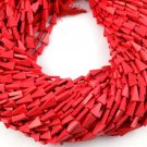 3 Strands Synthetic Red Turquoise 3x10-6x11mm Trillion Smooth Drilled Beads Love