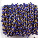 10 Feet Lapis Lazuli  Faceted Rosary Beaded Chain 24k Gold Plated 3-3.5mm Beads