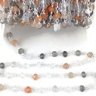 10 Feet Multi Moonstone Rosary Style Beaded Chain Wire Wrapped 925 Silver Plated