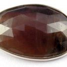 1Pcs Natural Sapphire 16x24mm Rose Cut 925 Sterling Silver Double Loop Connector