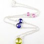 Brass 925 Silver Plated Multi CZ Briolette Round Gemstone Necklace Jewellery
