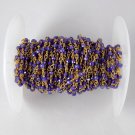 AAA Quality 5 Feet Amethyst CZ Rondelle Fashion Chain 3-4mm Beaded Chain Rosary