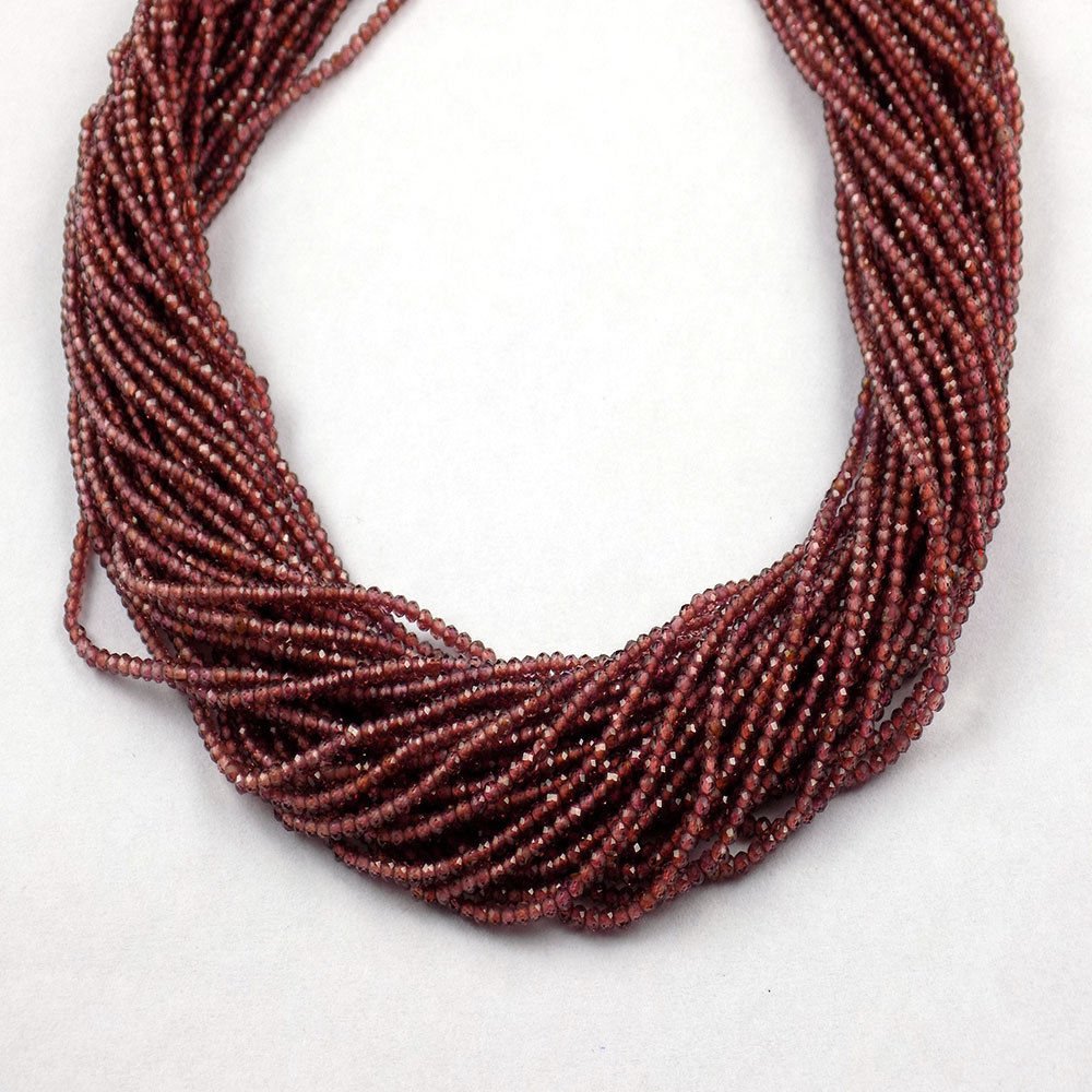 5 Strand Red Garnet Rondelle Shape 1.90mm Micro Faceted Gemstone Beads 13" Long