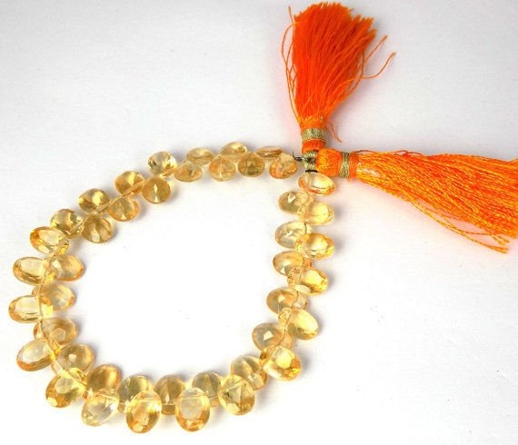 1 Strand Citrine 6x8mm Oval Normal Cut 7" Long Briolette Gemstone Jewelry Beads