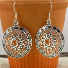 1 Pair 925 Sterling Silver Om Design Round Earrings Black Oxidize Earrings