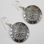 1 Pair 925 Sterling Silver Om Design Round Earrings Black Oxidize Earrings