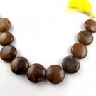 1 Strand Natural Tiger's Eye Smooth Coin Shape Beads 20mm  7.5" Long Jewelry