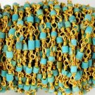 10 Feet Synthetic Turquoise 1.75X.5mm - 2X2.25mm 24k Gold Plated Heishi Beads