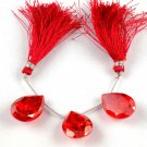 3 PCs Carnelian Cubic Zirconia Gemstone Briolette 15X20mm Gemstone Beads