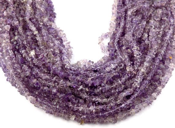 2 Strands Natural Purple Amethyst Chips Beads Smooth Strands 34" Long Jewelry