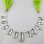 1Strands Natural Green Amethyst Gemstone Pear 8x13-11x29mm Briolette 6.5" Long