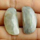 2 Pieces Natural Sapphire Uneven 12x28mm 35Cts Flat Bottom Checker Cut Gemstone
