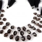 1 Strand Natural Smoky Quartz Twisted Drop 8x15-9x20mm Faceted 7" Long Briolette