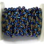 5 Ft Black Spinel Blue Coated Hydro Handmade Beads Chain 3-4mm 24k Gold Plated