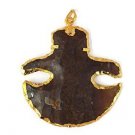 2" Long Pizza cutter Jasper Arrowhead Pendant 50X45mm Gold Plated Layered Edge
