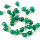 30 Pcs Natural Green Onyx Gemstone Faceted Drops Loose Wrapped 6x8-6x9mm Beads