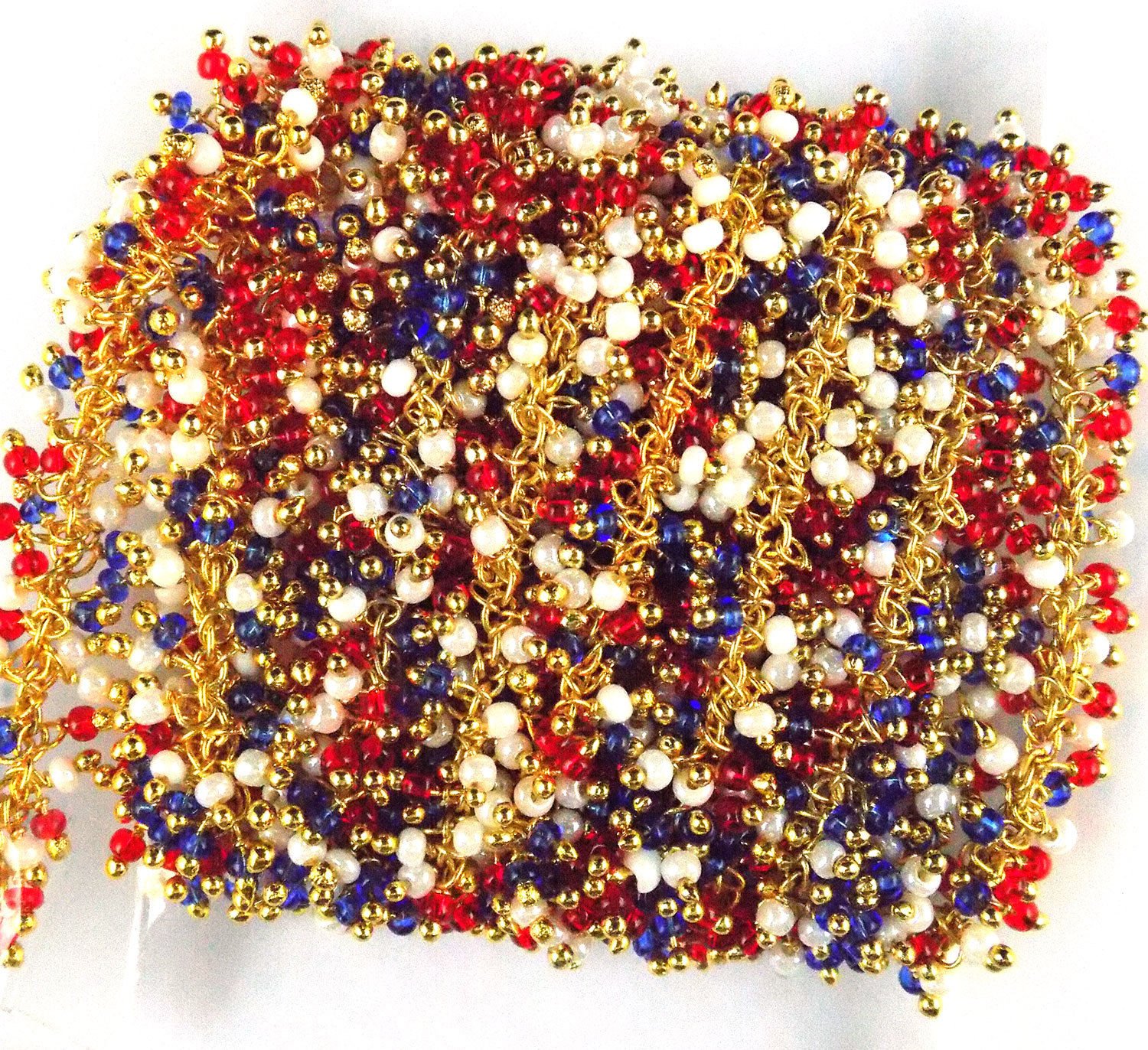 5 Feet Three Color Multi Hydro 24kGold Plated Delicate Dangling Chain 2mm-2.5mm