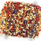 5 Feet Three Color Multi Hydro 24kGold Plated Delicate Dangling Chain 2mm-2.5mm
