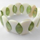 Mother of Pearl White and Green Combo Stretch Bracelet